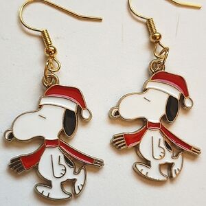Handmade Peanuts Charlie Brown Christmas Santa Snoopy Earrings